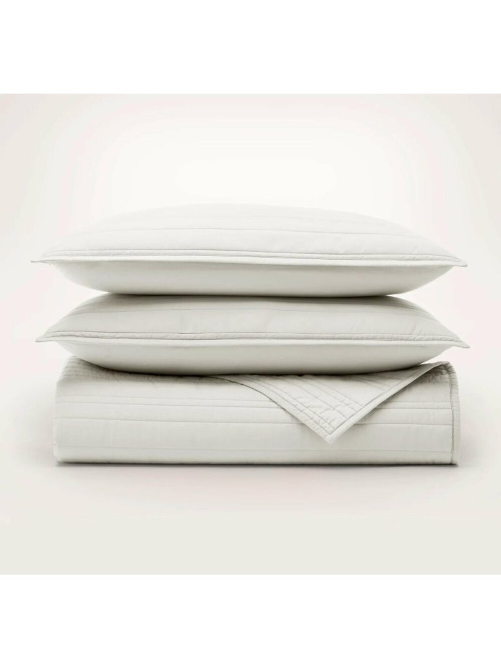 Boll & Branch Signature Stripe Quilt Set Queen White MSRP $439